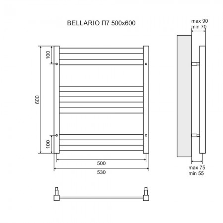 Полотенцесушитель электрический LEMARK Bellario LM68607EBL П7 500x600 левый/правый черный